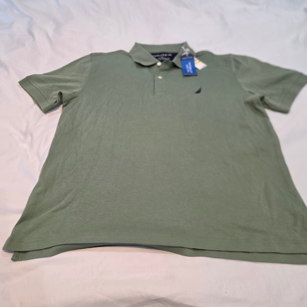 Nautica Polo Shirt Mens Medium Green New NWT Interlock Cotton Short Sleeve Logo